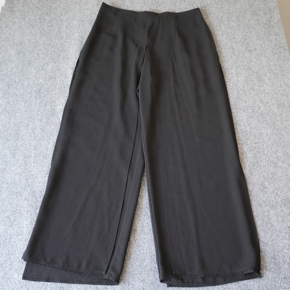 Another Thyme Women's Black Wide Leg Palazzo Split Front Dress Pants Large